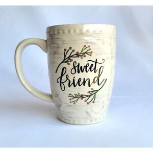 Brownlow SWEET FRIEND Coffee Mug Flowers Gray Shading Inner Rim Print Tea Cup